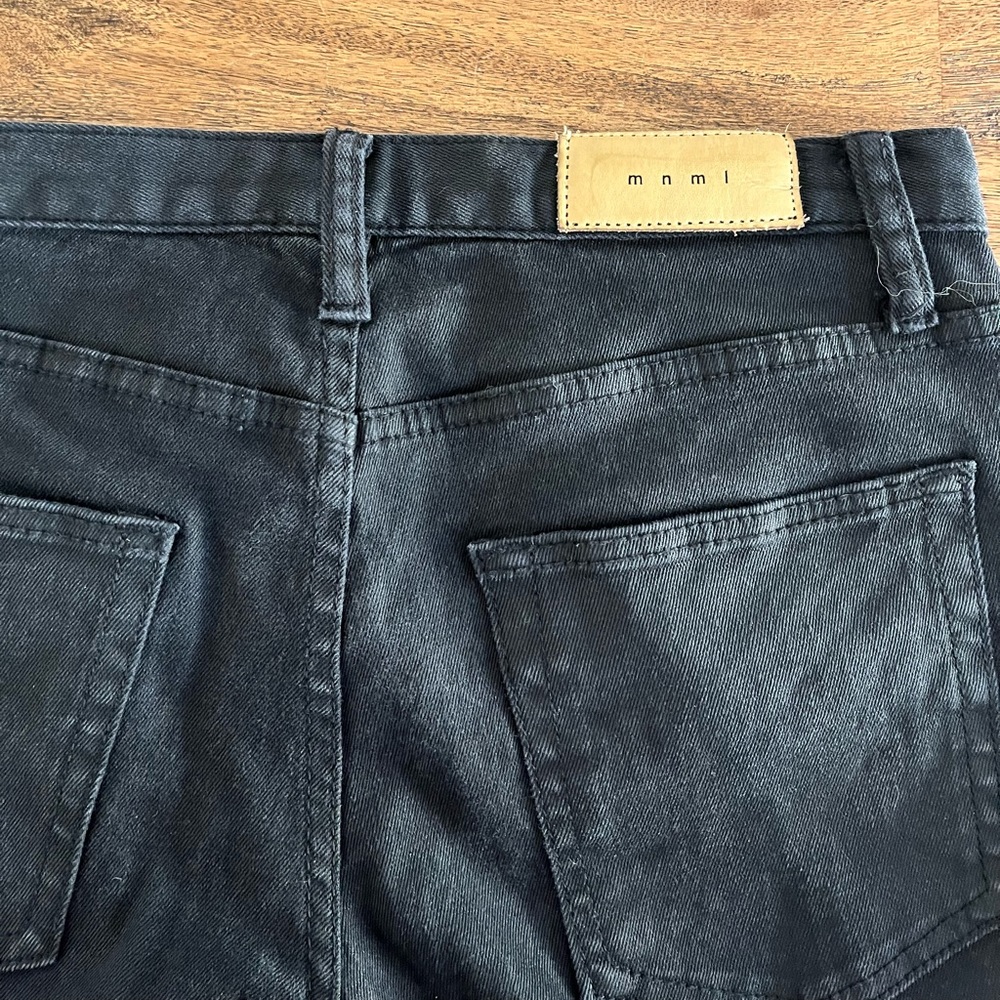 MNML Black coated jeans with zip ankle, size 31
